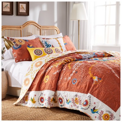 Quilts-Bedspreads and Coverlet Greenland Home Fashions Topanga 100% microfiber polyester face Multi GL-1703EMSK 636047374325 Quilt Set Multi Full DoubleKing Queen Cotton Microfiber Polyester 