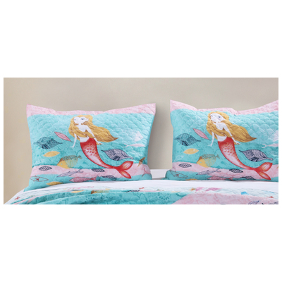 Pillow Cases Greenland Home Fashions Mermaid 100% Microfiber shell; 100% po Multi GL-1703MS 636047375339 Sham Blue navy teal turquiose indig 100% polyester Quilt 