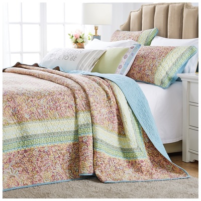 Quilts-Bedspreads and Coverlet Greenland Home Fashions Palisades 100% microfiber polyester face Pastel GL-1704LK 636047375438 Bedspread Set Aqua Blue navy teal turquiose Full DoubleKing Queen Twin Cotton Microfiber Polyester 