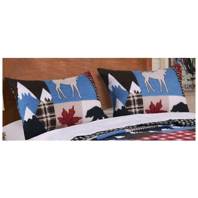 Pillow Cases Greenland Home Fashions Mountain Trail Quilt: 100% Cotton face; 100% Multi GL-1706AS 636047376534 Sham Black ebonyWhite snow 100% polyester brushed microfi 