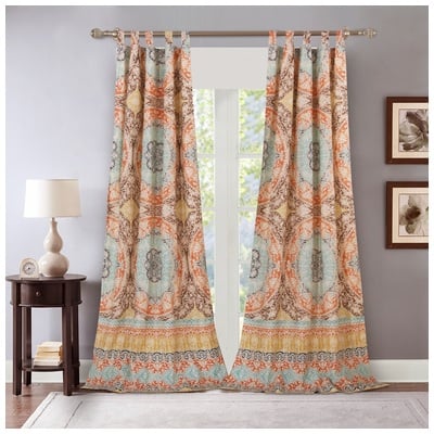 Drapes and Window Treatments Greenland Home Fashions Olympia 100% Polyester Multi Multi GL-1706CWP 636047376763 Window Blue navy teal turquiose indig 100% microfiber polyester 100% Curtain Blue Multi Seafoam Teal Multi 