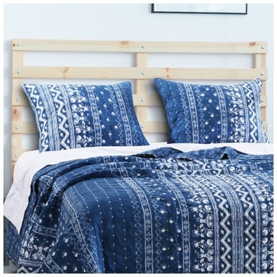 Pillow Cases Greenland Home Fashions Embry 100% Microfiber face and back; Indigo GL-1709FKS 636047382146 Sham Blue navy teal turquiose indig 100% polyester Microfiber face King 