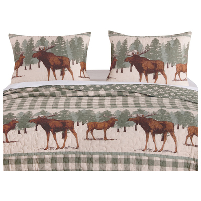 Pillow Cases Greenland Home Fashions Moose Creek 100% Polyester Multi GL-1809AS 636047396136 Sham Blue navy teal turquiose indig 100% polyester Microfiber poly King 
