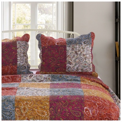 Pillow Cases Greenland Home Fashions Paisley Slumber 100% cotton face; 100% ultra-s Spice GL-1809BKS 636047396242 Sham Cotton King 