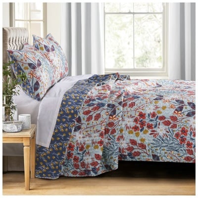 Quilts-Bedspreads and Coverlet Greenland Home Fashions Perry 100% polyester microfiber face Multi GL-1809JMST 636047397102 Quilt Set Aqua Blue navy teal turquiose Full DoubleKing Queen Twin XL Cotton Microfiber Polyester 
