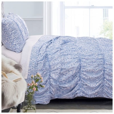 Quilts-Bedspreads and Coverlet Greenland Home Fashions Helena Ruffle 100% ultra-soft brushed microf Blue GL-1810EMST 636047398307 Quilt Set Aqua Blue navy teal turquiose Full DoubleKing Queen Twin XL Cotton Microfiber Polyester 