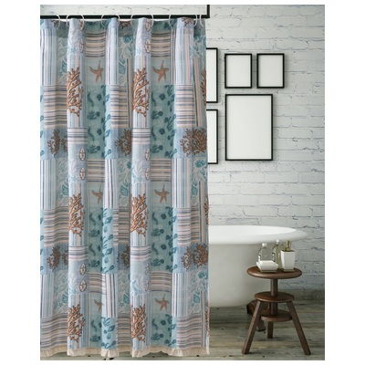 Shower Curtains Greenland Home Fashions Key West 96% polyester 3% cotton 1% r Seafoam GL-1904ASHW 636047406088 Bath 