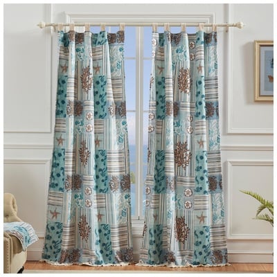 Drapes and Window Treatments Greenland Home Fashions Key West Face is 94% polyester 4.5% co Seafoam Seafoam GL-1904AWP 636047406064 Window Blue navy teal turquiose indig 100% Polyester 89% polyester Curtain Blue Coral Seafoam Taupe Teal BlueCoralSeafoamTaupe 