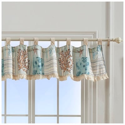 Drapes and Window Treatments Greenland Home Fashions Key West Face is 81% polyester 14% cot Seafoam Seafoam GL-1904AWV 636047406071 Window Blue navy teal turquiose indig 100% brushed microfiber polyes Blue Coral Seafoam Taupe Teal BlueCoralSeafoamTaupe 