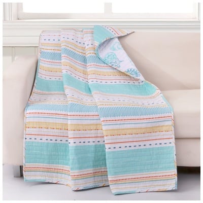 Blankets and Throws Greenland Home Fashions Pacifica 100% cotton face; 100% ultra-s Aqua Aqua GL-1904BTHR 636047406156 Accessory Blue navy teal turquiose indig Throw Cotton Microfiber Polyester CottonMicrofiberpolyester 