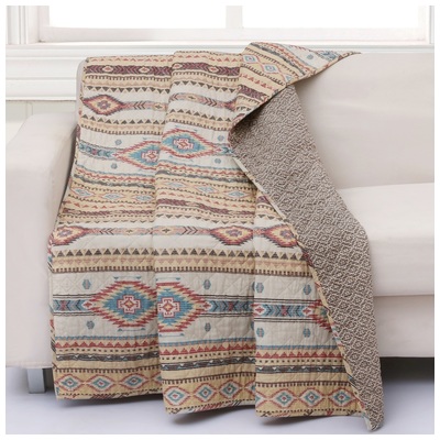 Greenland Home Fashions Blankets and Throws, Throw, Cotton,Microfiber,Polyester, CottonMicrofiberpolyester, Tan, Throw, 100% cotton face; 100% ultra-soft microfiber polyester back; 60% cotton 40% polyester cotton-rich fill., Accessory, 636047406255, 
