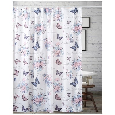 Greenland Home Fashions Shower Curtains, White, Shower Curtain, 100% Polyester, Bath, 636047415387, GL-2002ASHW