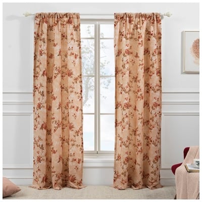 Drapes and Window Treatments Greenland Home Fashions Briar 100% polyester Natural GL-2002BWP 636047415462 Window Brown sablePink Fuchsia blushW Rod Pocket 100% Polyester Curtain Natural White 