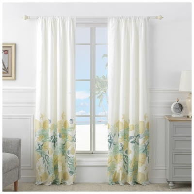 Drapes and Window Treatments Greenland Home Fashions Grand Bahama 100% microfiber White GL-2004AWP 636047416360 Window Blue navy teal turquiose indig Rod Pocket 100% Polyester Curtain Blue Gold Seafoam Teal White 