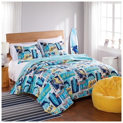 Greenland Home Fashions Quilts-Bedspreads and Coverlets, Aqua,Blue,navy,teal,turquiose,indigo,aqua,SeafoamCoral,Gray,GreyGreen,emerald,tealIndigo,Teal,White,snowYellow, Full,DoubleQueen,Twin XL,Twin, Microfiber,Polyester, Blue, 3-Piece Full/Queen, 10