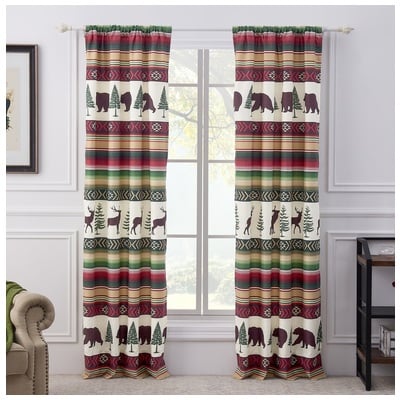 Drapes and Window Treatments Greenland Home Fashions Yosemite 100% Polyester Campfire GL-2007CWP 636047419460 Window Black ebonyBrown sableCream be Rod Pocket 100% Polyester Curtain Black Gold Red Rustic 