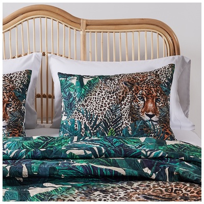 Pillow Cases Greenland Home Fashions Jungle Cat 100% microfiber polyester face Teal GL-2008BS 636047421036 Sham Black ebonyBlue navy teal turq 100% polyester King 