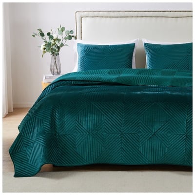 Quilts-Bedspreads and Coverlet Greenland Home Fashions Riviera Velvet 100% polyester Dutch Velvet fa Teal GL-2008CMSK 636047421128 Quilt Set Aqua Blue navy teal turquiose Full DoubleKing Queen Twin Microfiber Polyester 