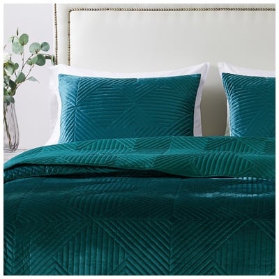 Pillow Cases Greenland Home Fashions Riviera Velvet 100% polyester Dutch Velvet fa Teal GL-2008CS 636047421135 Sham Blue navy teal turquiose indig 100% polyester King 