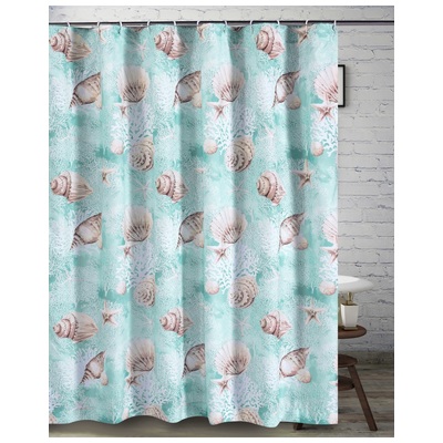 Greenland Home Fashions Shower Curtains, Turquoise, Shower Curtain, 100% Polyester, Bath, 636047423184, GL-2010BSHW