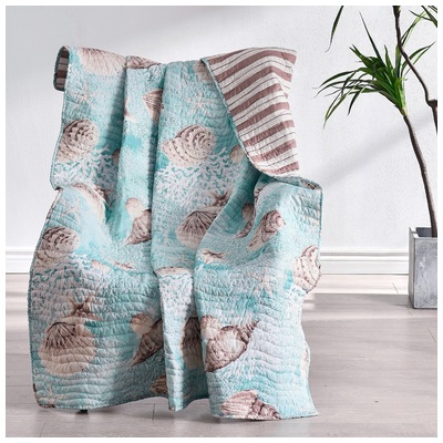 Blankets and Throws Greenland Home Fashions Ocean 100% Microfiber face and back; Turquoise GL-2010BTHR 636047423153 Accessory Throw Microfiber Polyester 