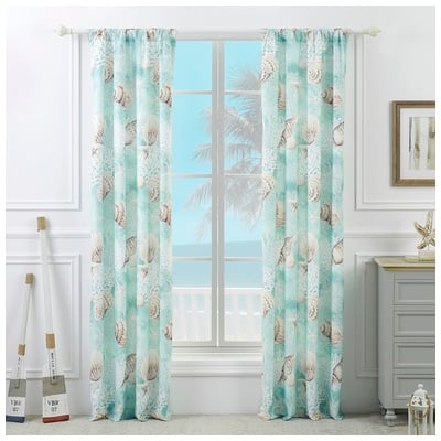 Drapes and Window Treatments Greenland Home Fashions Ocean 100% Polyester Turquoise GL-2010BWP 636047423160 Window Rod Pocket 100% Polyester 100% polyeste Curtain 
