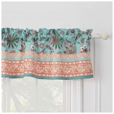 Drapes and Window Treatments Greenland Home Fashions Audrey 100% Polyester Turquoise GL-2011AWV 636047423870 Window Rod Pocket 100% Polyester Curtain Coral 