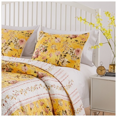 Pillow Cases Greenland Home Fashions Finley 100% brushed microfiber shell; Yellow GL-2011BS 636047423931 Sham Yellow brushed microfiber Cotton King 