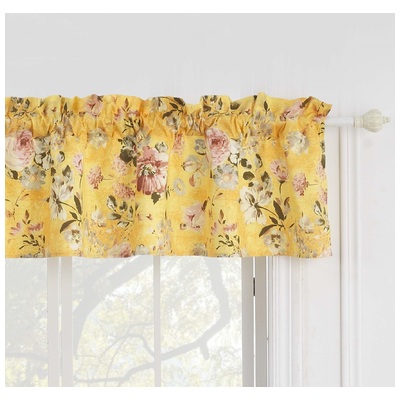 Drapes and Window Treatments Greenland Home Fashions Finley 100% Polyester Yellow GL-2011BWV 636047423979 Window Yellow Rod Pocket 100% Polyester Curtain 