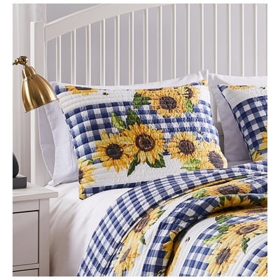 Pillow Cases Greenland Home Fashions Sunflower 100% Microfiber face and back; Gold GL-2011CKS 636047424044 Sham Blue navy teal turquiose indig 100% polyester Microfiber face King 