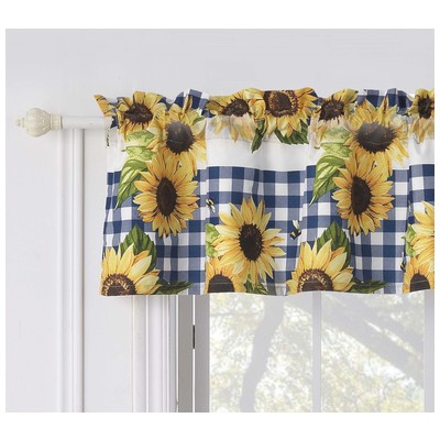 Drapes and Window Treatments Greenland Home Fashions Sunflower 100% Polyester Gold GL-2011CWV 636047424075 Window Blue navy teal turquiose indig Rod Pocket 100% Polyester Curtain Blue Gold Navy Teal White 