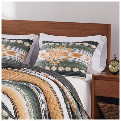Pillow Cases Greenland Home Fashions Zuma 100% Microfiber face and back; Cactus GL-2102AKS 636047425348 Sham Blue navy teal turquiose indig 100% polyester Microfiber face King 