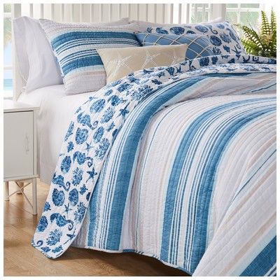 Quilts-Bedspreads and Coverlet Greenland Home Fashions Pebble Beach 100% brushed microfiber shell; Blue GL-2102BMST 636047425409 Quilt Set Aqua Blue navy teal turquiose Full DoubleKing Queen Twin XL Cotton Microfiber Polyester 