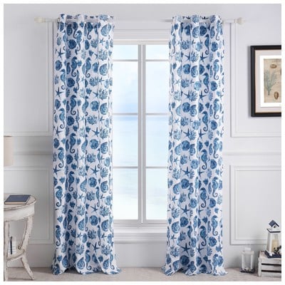 Drapes and Window Treatments Greenland Home Fashions Pebble Beach 100% brushed microfiber polyes Blue GL-2102BWP 636047425461 Window Blue navy teal turquiose indig 100% brushed microfiber polyes Curtain Blue Teal White 