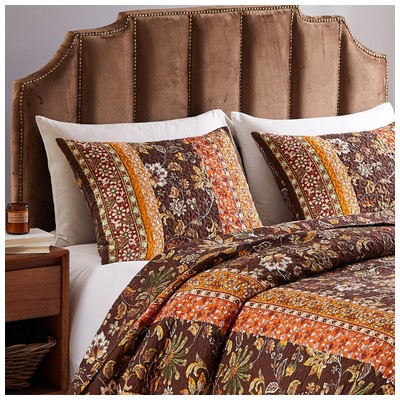 Pillow Cases Greenland Home Fashions Audrey 100% brushed microfiber shell; Chocolate GL-2108AKS 636047427946 Sham Gold brushed microfiber Cotton King 