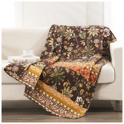 Blankets and Throws Greenland Home Fashions Audrey 100% brushed microfiber shell; Chocolate GL-2108ATHR 636047427953 Accessory Gold Throw brushed microfiber Cotton Micr 
