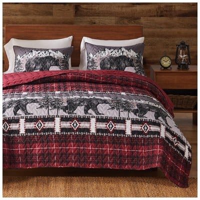 Quilts-Bedspreads and Coverlet Greenland Home Fashions Timberline 100% Microfiber face and back; Red GL-2108BMSK 636047428028 Quilt Set Black ebonyRed Burgundy ruby Full DoubleKing Queen Twin XL Microfiber Polyester 