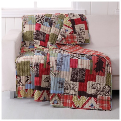 Blankets and Throws Greenland Home Fashions Rustic Lodge 100% Cotton face microfiber b Multi Multi GL-THROWRU 636047345349 Accessory Throw Cotton Microfiber Polyester CottonMicrofiberpolyester 