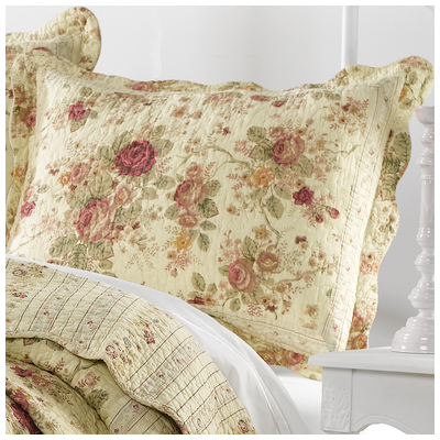 Pillow Cases Greenland Home Fashions Antique Rose 100% Cotton Multi GL-WB0726KS 636047241160 Sham Gold Red Burgundy ruby Cotton Quilt King 