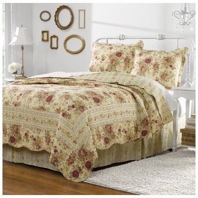 Quilts-Bedspreads and Coverlet Greenland Home Fashions Antique Rose 100% Cotton Multi GL-WB0726MSK 636047241122 Quilt Set Gold Multi Red Burgundy ruby Full DoubleKing Queen Twin Cotton 