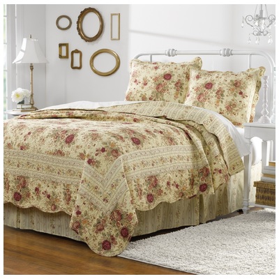 Quilts-Bedspreads and Coverlet Greenland Home Fashions Antique Rose 100% Cotton Multi GL-WB0726MSQ 636047241115 Quilt Set Gold Multi Red Burgundy ruby Full DoubleKing Queen Twin Cotton 