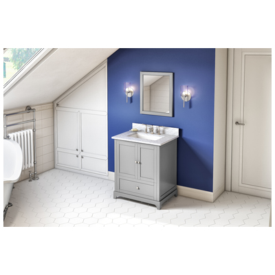 Hardware Resources Bathroom Vanities, Single Sink Vanities, 30-40, Gray, Cabinets Only, Contemporary, White Carrara Marble, MDF, Vanity, 840002560870, VKITADD30GRWCR