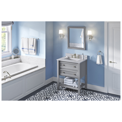 Hardware Resources Bathroom Vanities, Single Sink Vanities, 30-40, Gray, Cabinets Only, Transitional, White Carrara Marble, MDF, Vanity, 840002560979, VKITADL30GRWCR