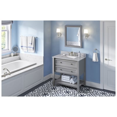 Hardware Resources Bathroom Vanities, Single Sink Vanities, 30-40, Gray, Cabinets Only, Transitional, White Carrara Marble, MDF, Vanity, 840002560344, VKITADL36GRWCR
