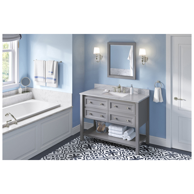 Hardware Resources Bathroom Vanities, Single Sink Vanities, 40-50, Gray, Cabinets Only, Transitional, White Carrara Marble, MDF, Vanity, 840002560306, VKITADL48GRWCR