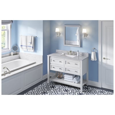 Hardware Resources Bathroom Vanities, Single Sink Vanities, 40-50, White, Cabinets Only, Transitional, White Carrara Marble, MDF, Vanity, 840002560313, VKITADL48WHWCR