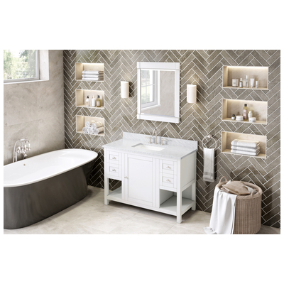 Hardware Resources Bathroom Vanities, Single Sink Vanities, 40-50, White, Cabinets Only, Transitional, White Carrara Marble, Wood, Vanity, 840002560771, VKITAST48WHWCR