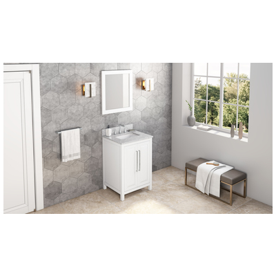 Hardware Resources Bathroom Vanities, Single Sink Vanities, Under 30, White, Cabinets Only, Transitional, White Carrara Marble, Wood, Vanity, 840002560719, VKITCAD24WHWCR