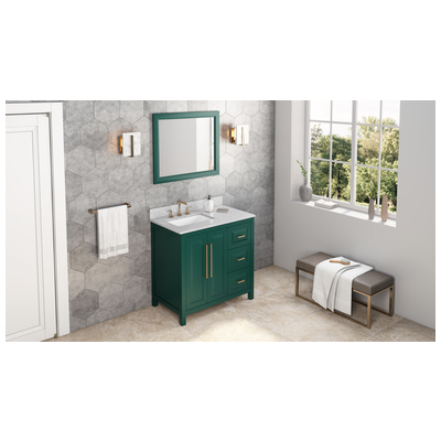 Bathroom Vanities Hardware Resources 2nd Gen Cade Vanities Wood Green VKITCAD36GNWCR 840002560580 Vanity Single Sink Vanities 30-40 Green Cabinets Only 25 