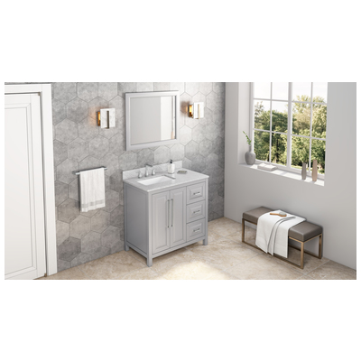 Hardware Resources Bathroom Vanities, Single Sink Vanities, 30-40, Gray, Cabinets Only, Transitional, White Carrara Marble, Wood, Vanity, 840002560573, VKITCAD36GRWCR